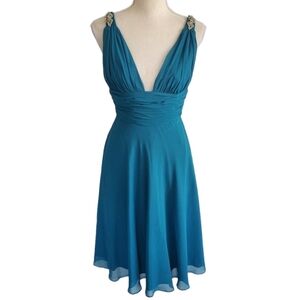 Faviana New York Teal Jeweled Cocktail/Prom Dress